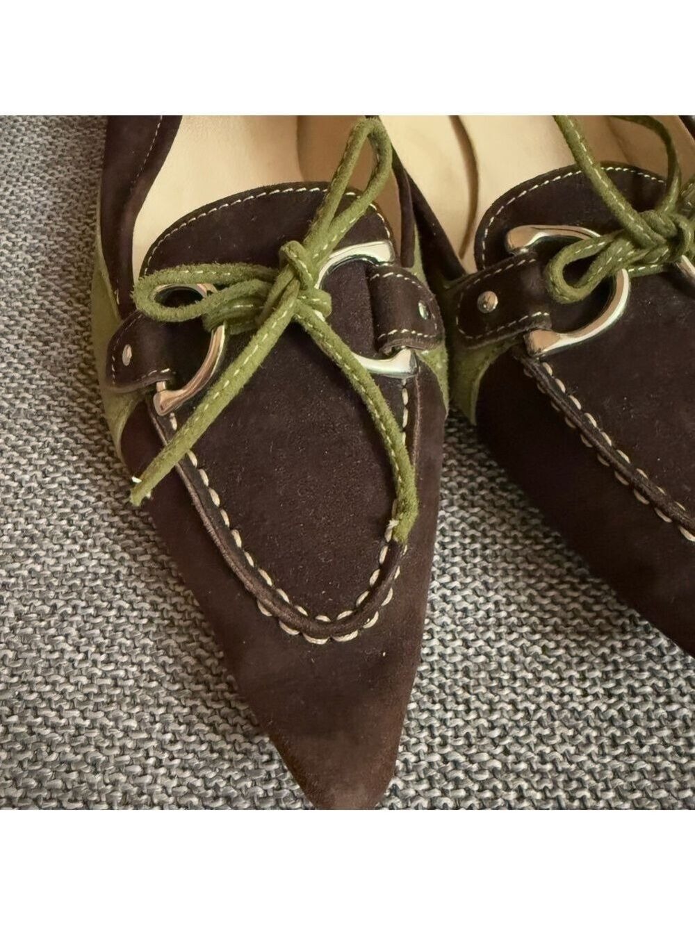Women’s Diane B Milano Suede Green Brown Shoes Vintage Italy 38.5 Used - Picture 8 of 16
